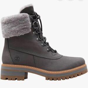 Timberland | Grey Lace-Up Shearling Boots Size 8